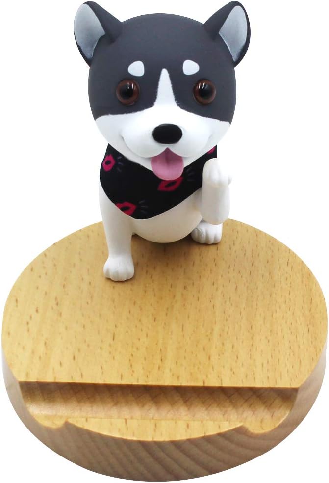 Cute Dog Cell Phone Holder Stand Wooden Smartphone Desk Holder for Mobile Phones Animal Phone Stand Desk Ornament