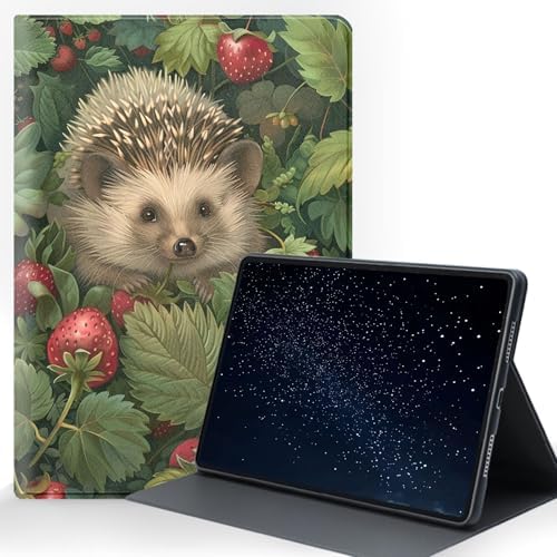 for Samsung Galaxy Tab S6 10.5 Inch 2019 (SM-T860/T865/T867) Tablet Protective Cover with Adjustable Stand and Magnetic Auto Wake/Sleep,Hedgehog Strawberry