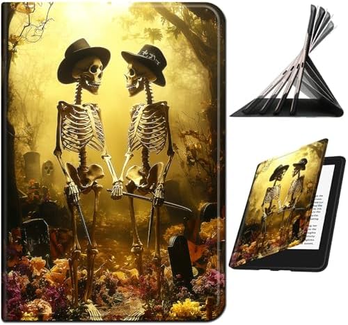 for Samsung Galaxy Tab S9 11 Inch/S9 FE 10.9 Inch 2023 Case | Slim Leather Smart Cover with Multi-Angle Anti-Slip Stand [Auto Wake/Sleep] Shell for Women Men, Forest Skull Leaf