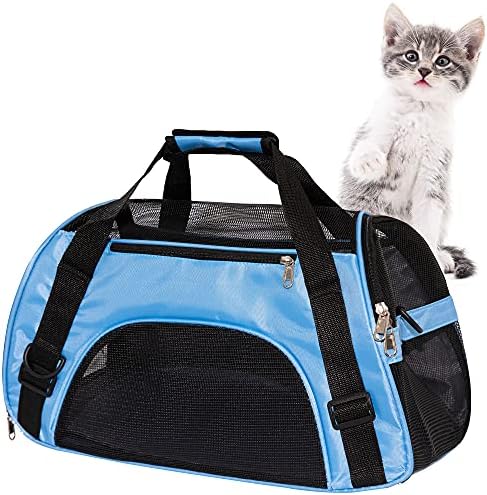 MuchL Pet Carrier Soft-Sided Carriers for Cat Carriers Dog Carrier for Small Medium Cats Dogs Puppies Pet Carrier Airline Approved Cat Dog Pet Travel Carrier (Small, Blue)