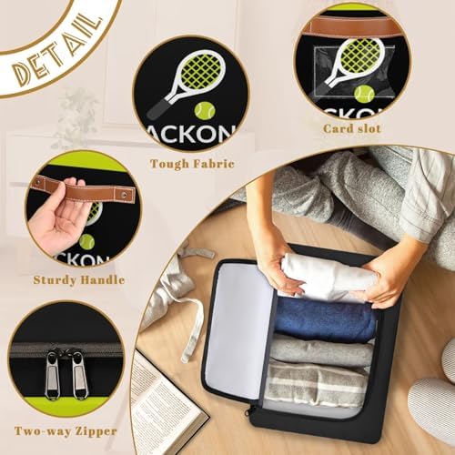 Custom Storage Basket with Zipper Lid, Tennis Ball Sports Foldable Fabric Storage Boxes Decorative Closet Shelves Clothes Organizer Container Cubes with Handle 1PCS