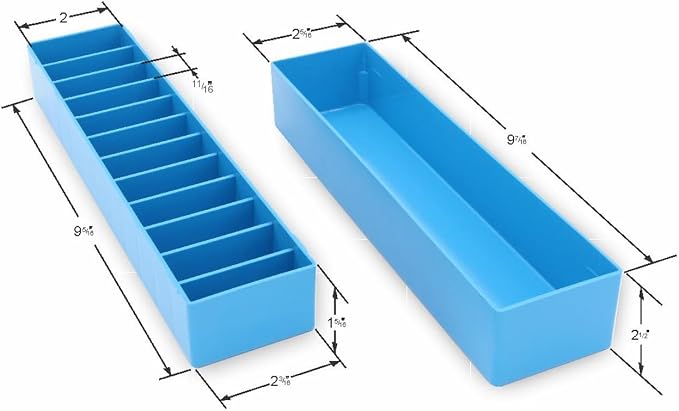 Laube Mini Blade Case Organizer For Clipper Blades - Professional 12 Slot Clipper Blade Caddy (9.25" x 2.25" x 2.25") - Detachable Snap On Lid- Made In The USA - Blue - 3 Pack