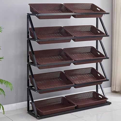 Store Display Rack Wall Mounted Storage Rack,Heavy-Duty Steel Fruit and Snack Display Stand, Multi-Tier Vegetable Rack for Grocery Stores, Convenience Stores, and Snack Shops