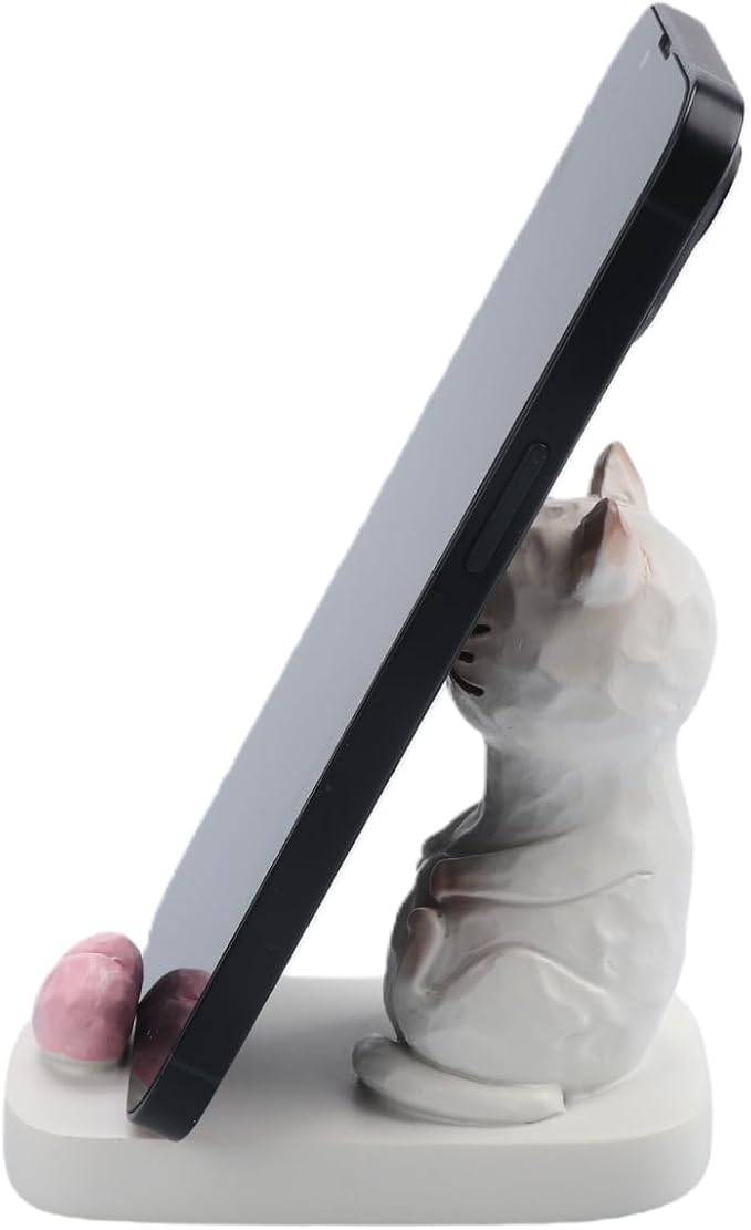 Cute Kitten Phone Stand Adorable Sitting Cat Phone Holder Cartoon Animal Mobile Holder Tablet Stand Cat Desk Ornament