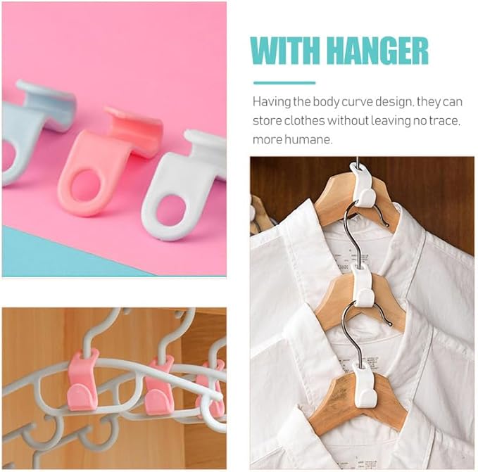 Hanger Connector Hooks PVC Assorted Color 20 X Hanger Hooks | Pvc Build, Assorted Color, Space-Saving Hanger Connector Hooks, 20 X Hanger Hooks for Closet Organization