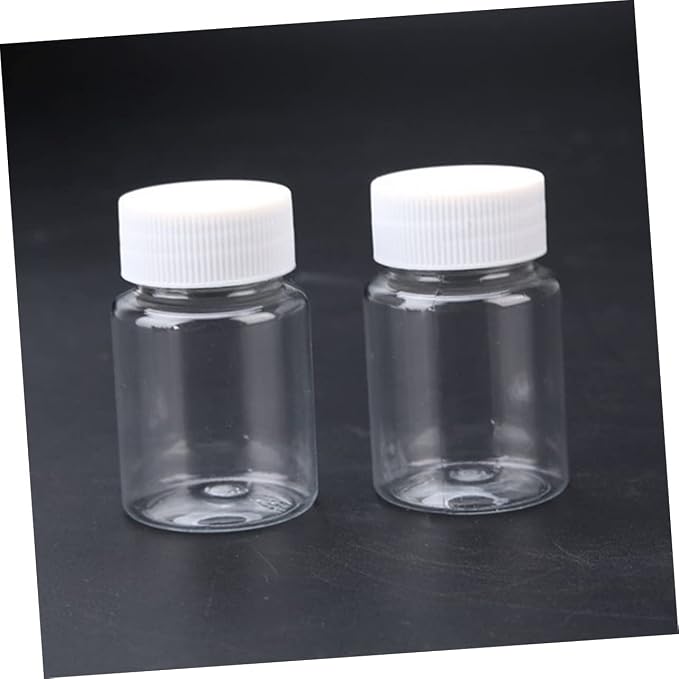 PartyKindom 40pcs Plastic Dispensing Bottles Pet Medicine Bottles Caps Empty for Pills Medicine Organizer for Travel Business