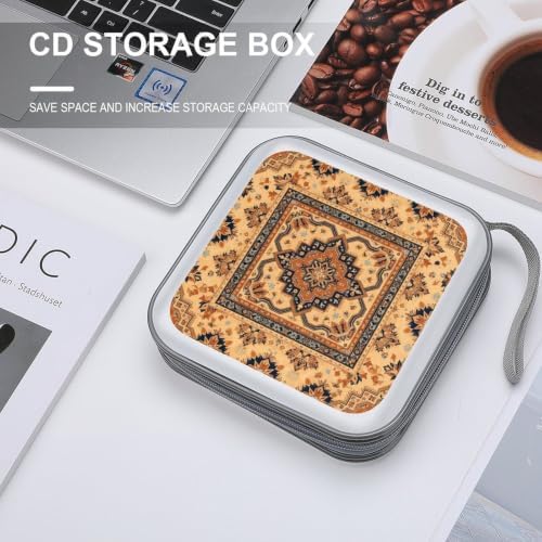 DVD Storage for 40 Movies, Aztec Terracotta Hard Plastic CD DVD Disc Cases | Disc Holder Organizer Binder, Aztec Terracotta Retro Western, Portable for Travel Home Office