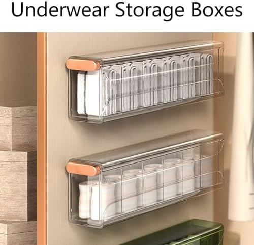 Underwear Storage Boxes Sock Organizer Dividers Transparent Removable Wall Mounted Drawer Closet Organizer for Bedroom Office PET Material 1 Storage Box 2 Patches