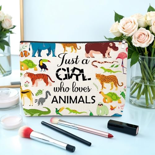 Animal Lovers Gifts for Women Makeup Bag Wildlife Animals Themed Gifts Ideas Birthday Graduation Gift for Her Animals Lover Daughter Sister Women Friends Travel Pouch Cosmetic Bag with Zipper