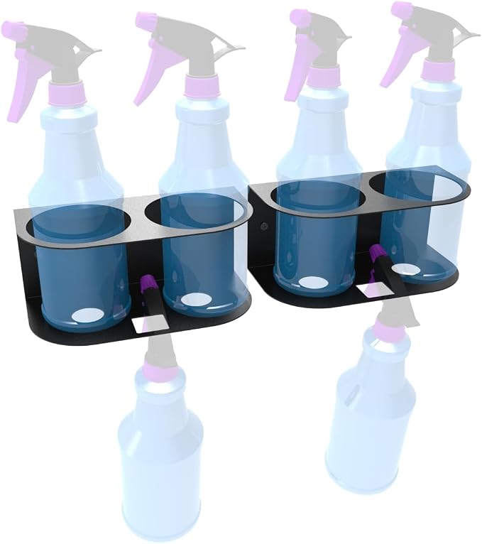 2 Pcs of 2 Spray Bottles Holder Steel Wall Mount | Storage Organizer for All-Purpose at Garage and Home (SBH-2B2Pcs)