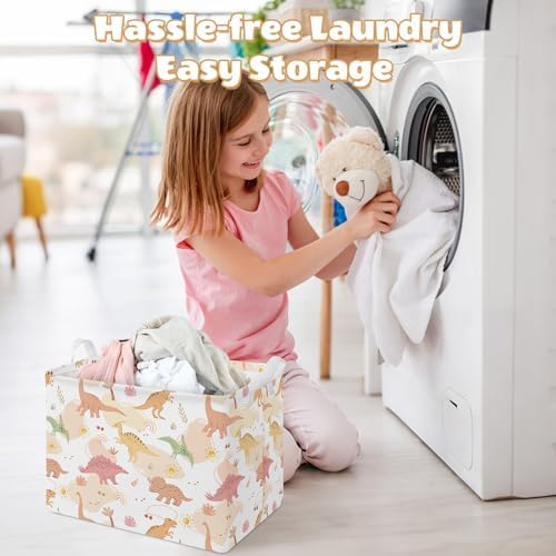 Collapsible Storage Basket Collapsible Fabric Laundry Basket with Handles | Spacious 15.7"×11.8"×11.8" size Folding Design Easy to Store Sturdy Fabric with Reinforced Handle Easy to Clean