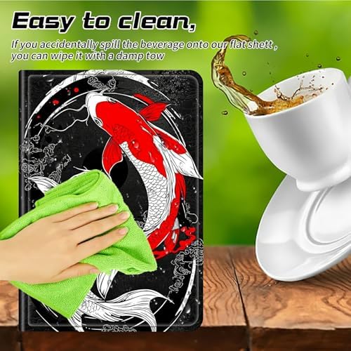 Universal Tablet Case for T-Mobile Revvl Tab 2 10.1" 2025/Revvl Tab 5G 10.36" 2023, 360 Degree Rotating Kickstand Protective Stand PU Leather Shell Cover for 9"-10.5", Red White Fish