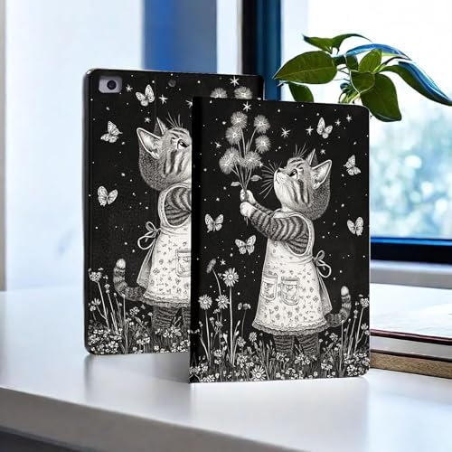 for Microsoft Surface Pro X/Pro X Plus-13 2019/2020/2021/2024 Tablet Case,Auto Wake/Sleep,Adjustable Stand Protective Cover - Cartoon Cat Dandelion