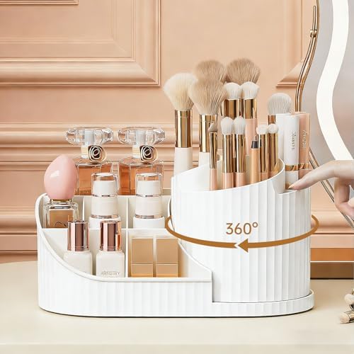 Anyoifax 360 Rotating Makeup Brush Holder Make Up Brushes Organizer, White