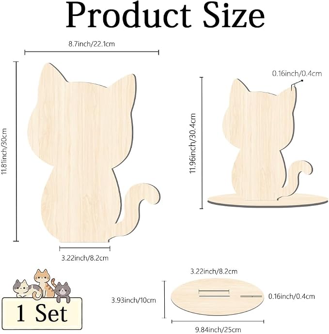 Cat Display Stand for Clothing Scarfs Bandana 11.8 x 8.7 x 0.2 Inch Cat Mannequin Display Wooden Pet Silhouette Stand for Pet Stores Shops Window Show Photography Prop Home Decorations