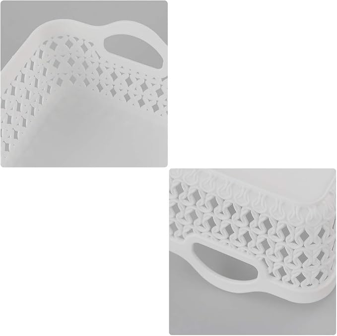 12-Pack Mini Plastic Storage Basket Set, Multipurpose Drawer Trays | White, Kitchen Pantry Containers, Drawer Organizer Trays for Classroom, Desk, Office
