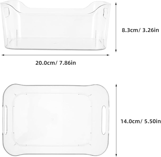 6pcs Plastic Storage Bins for Refrigerator Organizer Pet | Fridge Crisper Drawer, Medicine Cabinet Bin, Space-saving Design, Easy Clean Surfaces, Comfortable to Hold Handles