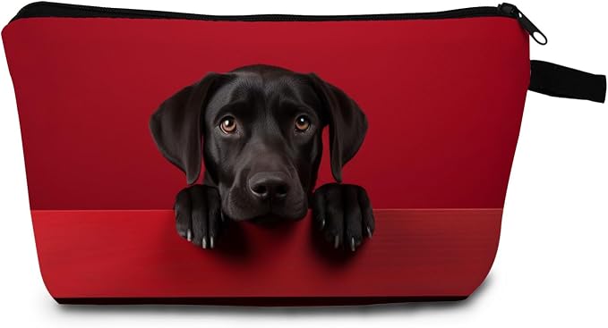 Black Labrador Makeup Bag for Women Travel Cosmetic Organizer Bag Teacher Appreciation Gifts Small Zipper Toiletry Bag Dog Gifts for Dog Lovers