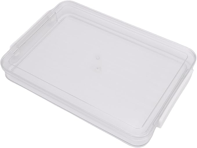 2Pcs Flat Plastic File Storage Bins, Sturdy PET Material with Non Slip Bottom and Transparent Lid, Stackable Document Organizer with Snap on for A4 Paper and Office Supplies