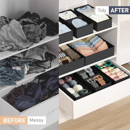 DIMJ Drawer Organizer Clothes - 28 Pack Baby Dresser Organizer for Nursery Closet Organization, Fabric Drawer Organizer Bins for Underwears Socks Bras, Foldable Storage Dividers for Bedroom