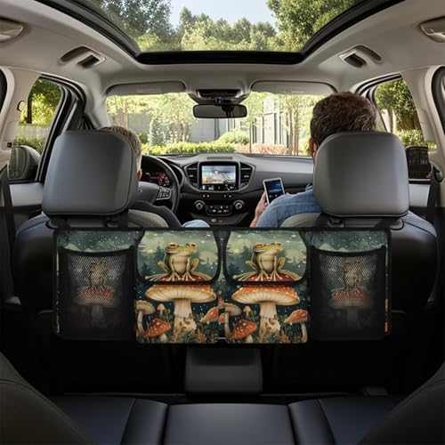 Mushroom Car Trunk Organizer Hanging Multipurpose Auto Backseat Storage Bag Universal Automotive Interior Accessories with 4 Pockets 3 Adjustable Straps