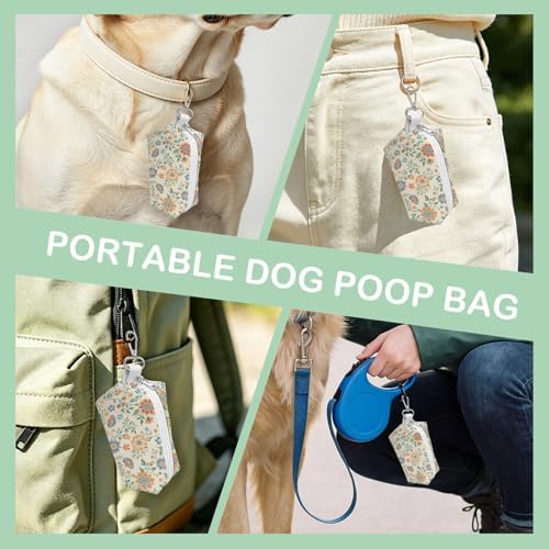 Dog Poop Bag Dispenser for Leashes with Zippered - Floral