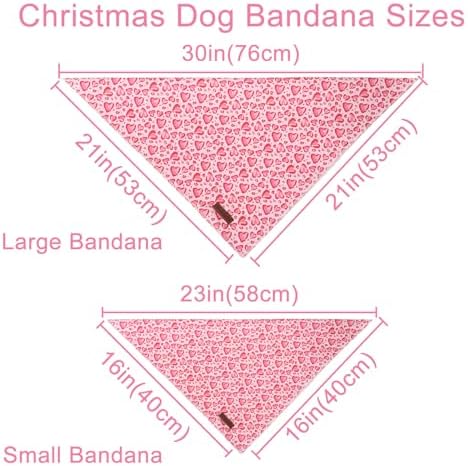 Valentine Triangle Pink Heart Bandana, Cotton Kerchief for Small to Medium Dogs or Cats, Adorable Puppy or Boy Dog Scarf