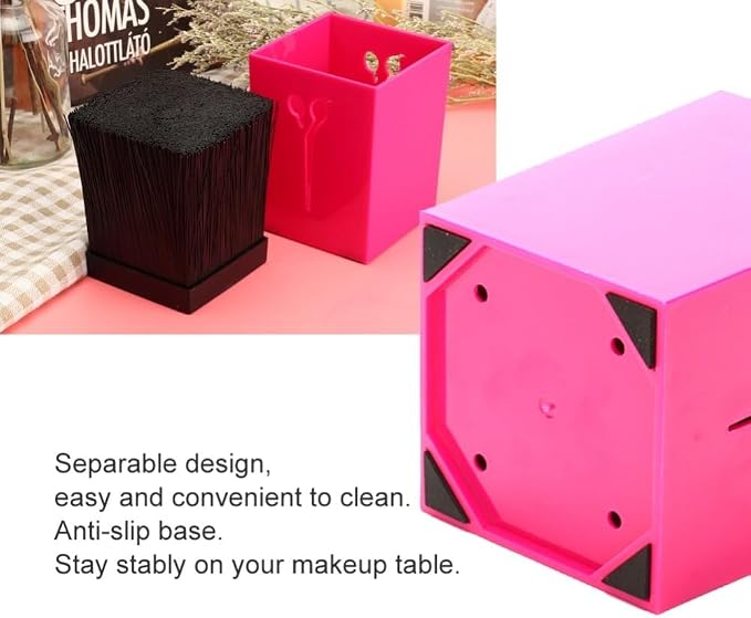 Scissor Holder Storage Box, ABS PET Hairdressing Shear Organizer with Anti-Slip Base, 4.13 x 3.19 in(Rose Red)