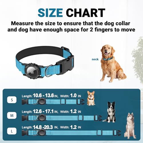 AirTag Dog Collar, IP68 Waterproof Integrated Air Tag Dog Collars