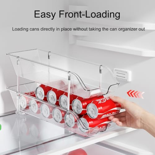 Sotfamily Stackable Soda Can Organizer for Pantry or Fridge, Holds 48 Cans | Heavy-Duty, Clear PET, Space-Saving Drink Organizer, Gravity Rolling, Pop can & Food can Dispenser/Storage/Container
