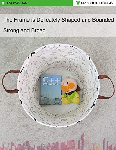 Round Laundry Basket Collapsible Storage Hamper Organizer Alphabet | Waterproof Canvas Foldable Baskets with sturdy Handles Multi-scene Organizer for Home Play Bedroom Gift Bin