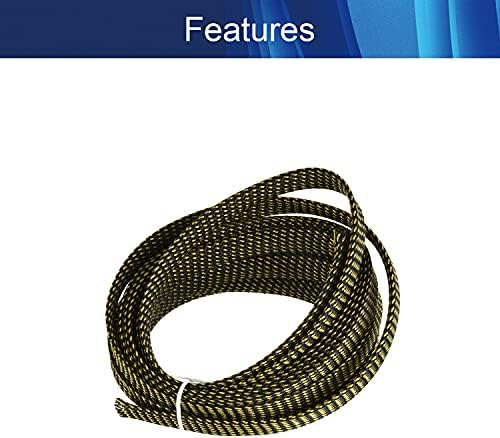 Jutagoss PET Expandable Braided Cable Sleeve, 16.4ft - 1/2 inch Black Gold Cable Management Sleeve, Wire Loom Tube Cord Protector for USB Cable, Power Cord, Audio Video and More, 1Pc