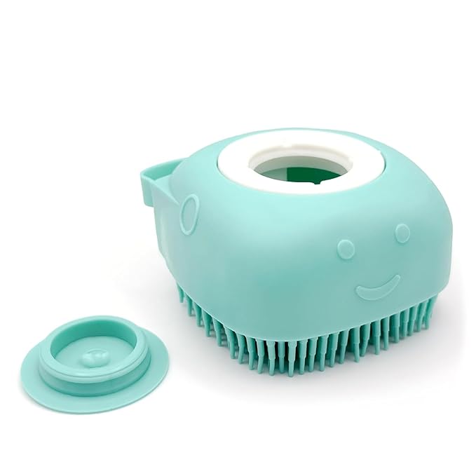 Portable Pet Bath Brush for Dogs and Cats, Silicone Rubber Shower Massage Brush, Shampoo Dispensing Cleaning Washing Tool