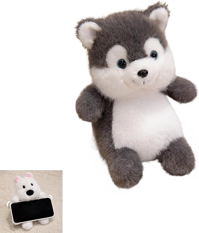 Cute Decoration Cell Phone Holder Stand for Desk, iPhone Mount for Accessories Gifts,Cool Desktop Decor Gadgets to Support Your Cellphone for Men Women Boys Girls to Carry On (Husky)