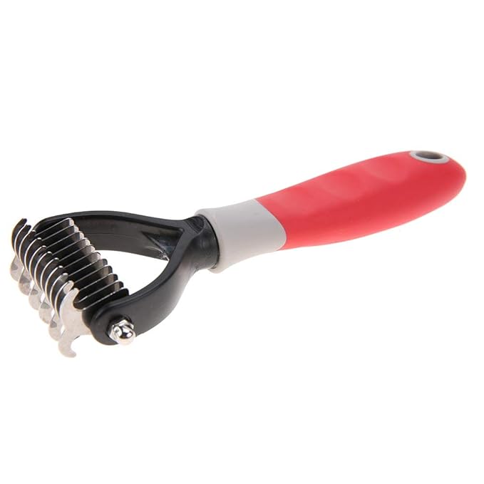 Deshedding Dog Brush, Cat Brush Dog Brush for Shedding Dog Rake Double Sided Undercoat Rake Comb for Detangling, Deshedding Pet Grooming Brush for Small, Medium Dogs and Cats