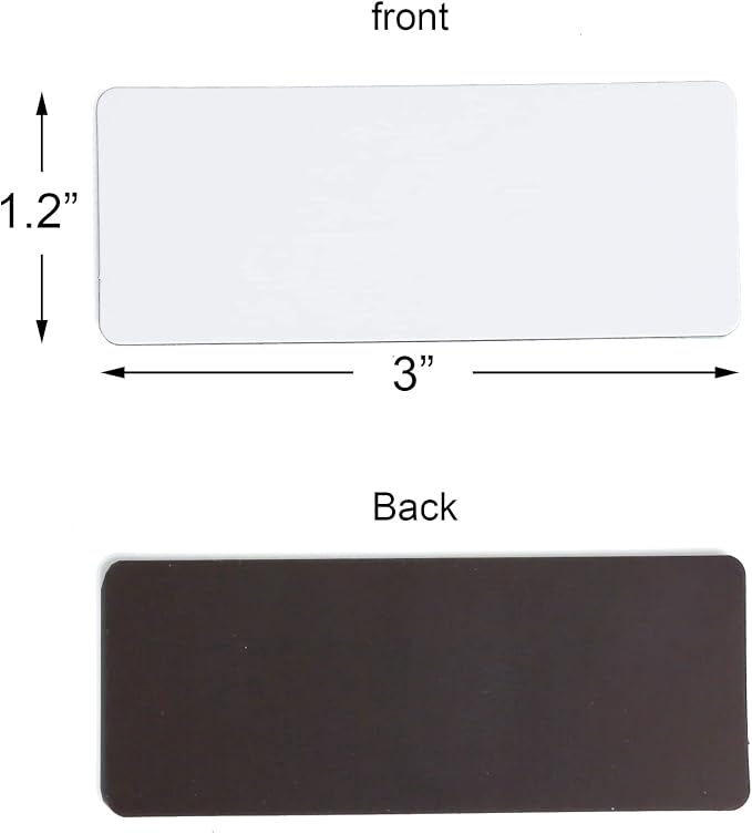 Dry Erase Magnetic Labels-60 PCS Blank White Reusable Name Magnets | 3"x1.2" blank white labels for metal lockers and refrigerators, perfect for Home, office, school organization