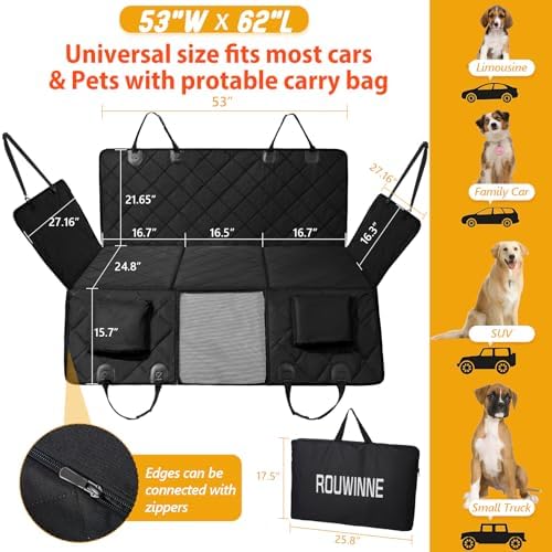 Hard Bottom Dog Car Seat Cover for Back Seat, Back Seat Extender