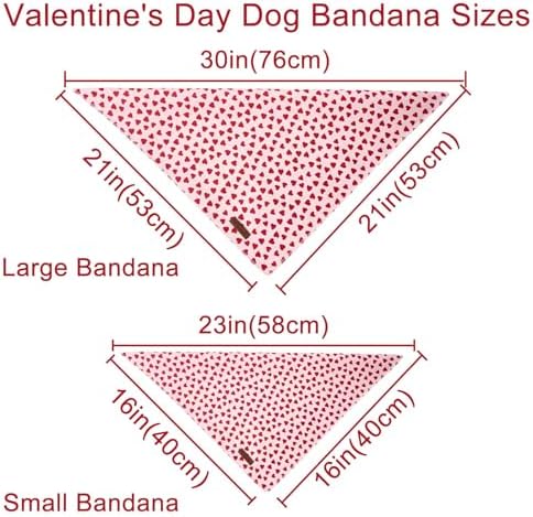 Valentine's Dog Bandana, UP URARA PUP Soft Cotton Adjustable Pet Scarf for Small, Medium, and Large Dogs, Cute and Comfortable Dog Accessory,L