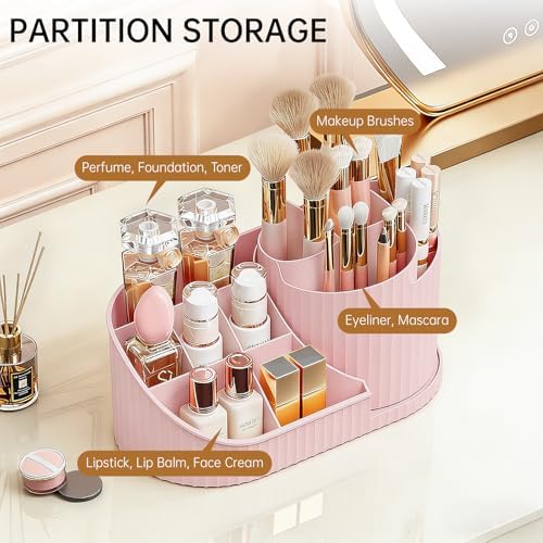 Anyoifax 360 Rotating Makeup Brush Holder Make Up Brushes Organizer, Pink