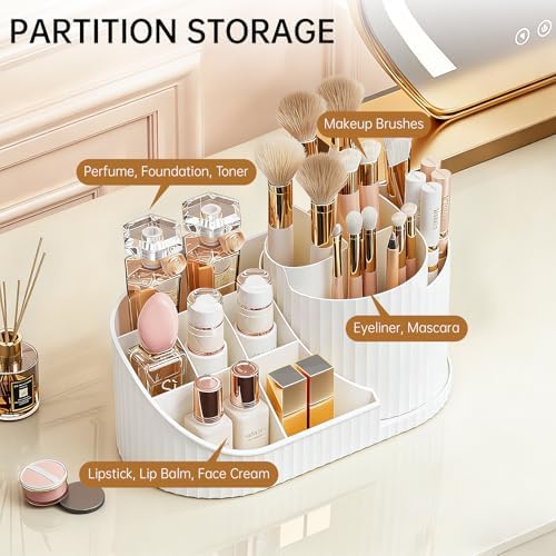 Anyoifax 360 Rotating Makeup Brush Holder Make Up Brushes Organizer, White