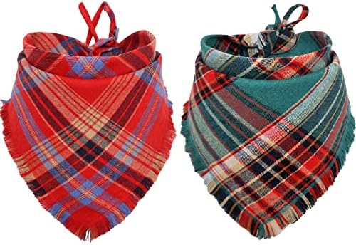 Christmas Dog Bandana Plaid Reversible Triangle Bibs Scarf Accessories