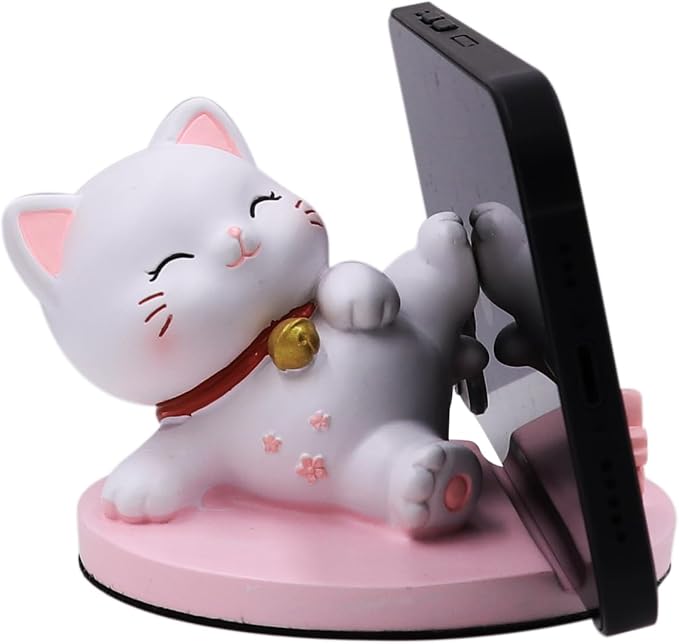 Cute Cat Phone Holder Desk Ornament Kawaii Phone Stand Universal Desk Phone Stand for All Mobile Smartphones Tablets