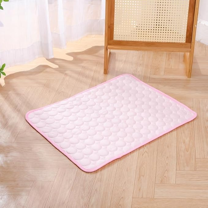 Pet Cooling Mat, ICY nap Dog mat, Portable Washable Ice Silk Cooling Pad for Dogs Cats, Breathable Foldable Mat for Large Small Dogs, Summer Cool Mat for Kennel Floor Car Sofa(Pink,Medium)