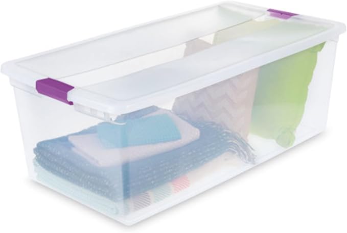 Sterilite 12-Pack 110 Quart ClearView Latch Box, Stackable Organizer Bins with Latching Lids - Clear Plastic Organization Containers for Closet, Bedroom, Shelving Units and Everyday Home Storage