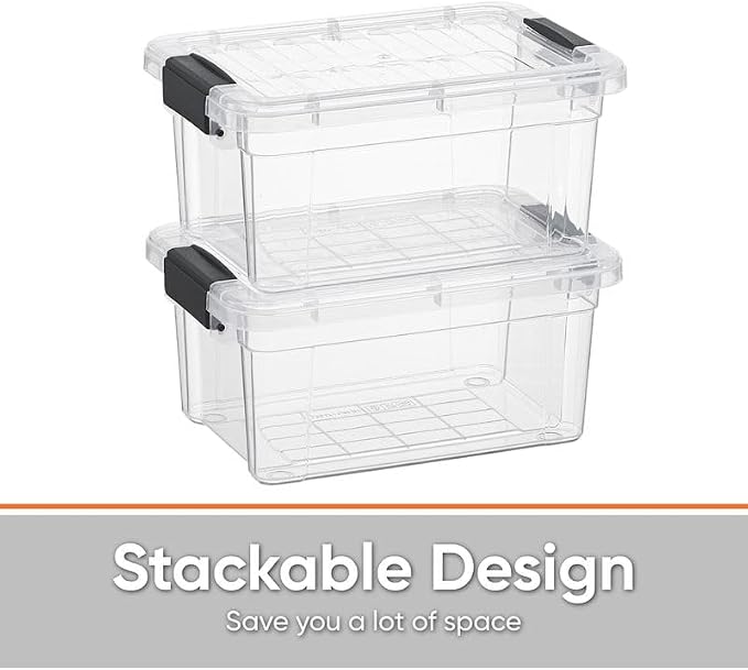 Superio 3.4 Quart Clear Plastic Storage Boxes with Lids, Stackable Organizer Containers, BPA-Free Storage Bins for Home, Office, School & Dorm, 3 Pack