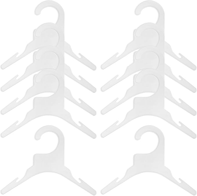 FENICAL Small Pet Clothes Hangers 10pcs, Plastic Dog and Cat Coat Hanger for Puppy Apparel, White Clothing Organizer Rack for Pet Shirts and Pants Storage