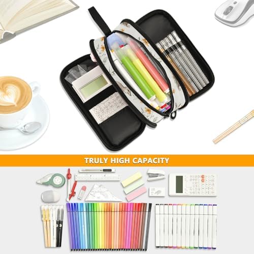 KLL Custom Large Capacity Pencil Storage Case Teen Pen Pencil Case Travel with Zipper Sweet Platypus White