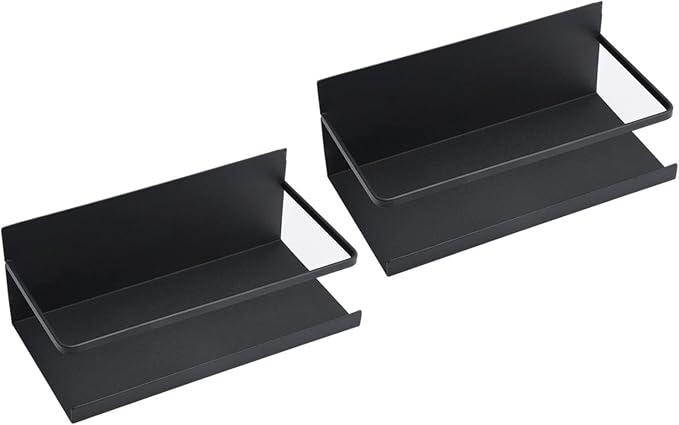 2pcs Magnetic Refrigerator Storage Rack, with Detachable Hooks for Kitchen Organization, Black