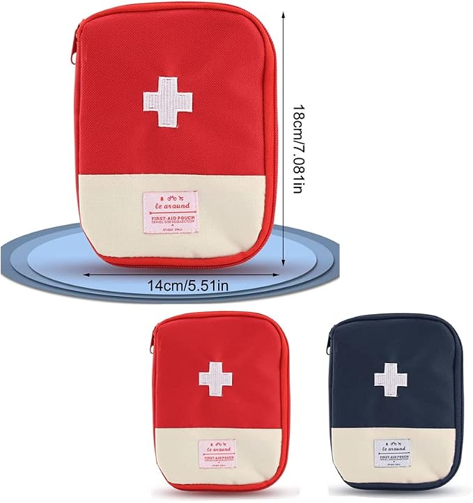 2 Packs Mini First Aid Kit, Empty First Aid Bag Mini Portable Medical Bag First Aid Pouch for Car Cycling Marathon Running Outdoor Camping Hiking Travel Emergency