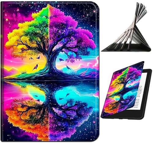 Case for Samsung Galaxy Tab A7 10.4" 2022/2020 (T503/T509/T500/T505/T507) | Slim Leather Smart Cover with Multi-Angle Anti-Slip Stand [Auto Wake/Sleep] Shell for Women Men, Purple Green Tree